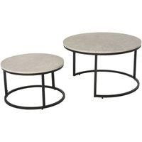 HOMCOM 2 Pcs Stacking Coffee Table Set w/Steel Frame Marble-Effect Top Foot Pads Home Office Style Storage Display