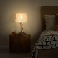 HOMCOM Nautical Style Rope-Base Table Lamp w/Fabric Lampshade Metal Frame Power Switch Unique Home Lighting Furnishing Bedroom Living Room Study E27 Base Beige