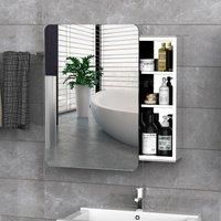 kleankin 66x44cm Curved Bathroom Storage Cabinet w/Sliding Mirror Door 3 Shelves Stainless Steel Frame On-Wall Unit Home Furniture