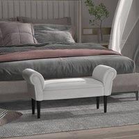 HOMCOM Bed End Side Chaise Lounge Sofa Window Seat Arm Bench Wooden Leg velet (Grey)