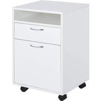 HOMCOM 60cm 2-Drawer Filing Cabinet w/Open Shelf Metal Handles 4 Wheels Office Home File Organiser Paperwork Mobile Printer White