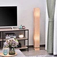 HOMCOM 120cm Tall Linen Floor Lamp w/Wood Base Steel Frame 2 Bulbs Home Lighting Soft Atmospheric Stylish Modern Bedroom Land Cream