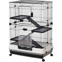 PawHut 4-Level Small Animal Pet Cage w/ Platform Ramp Removable Tray Wheels