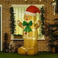 6ft Christmas Inflatable Gingerbread Man & Santa Hat w/ LED Lights