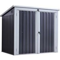 Outsunny 5ft x 3ft Garden 2-Bin Corrugated Steel Rubbish Storage Shed w/Locking Doors Lid Outdoor Hygienic Dustbin Unit Garbage Trash Cover