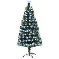 HOMCOM 6ft White Light Artificial Christmas Tree w/ 230 LEDs Star Topper Tri-Base Full Bodied Seasonal Decoration Pre-Lit Home