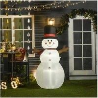 HOMCOM 6ft Giant Inflatable Snowman Christmas Decoration w/LED Lights Accessories Cute Family Fun Seasonal Outdoor Indoor