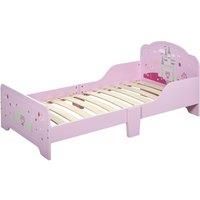 HOMCOM Kids Bed Princess Castle Theme w/Side Rails 6 Feet Slats Home Furniture for 3-6 Yrs Pink 143 x 73 x 60 cm