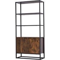 HOMCOM Storage Cabinet with 3 Open Shelves Cupboard Freestanding Tall Organizer Multifunctional Rack for Livingroom Bedroom Kitchen Rustic Brown