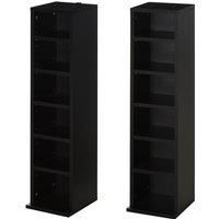 HOMCOM Set of 2 CD Media Display Shelf Unit Tower Rack w/Adjustable Shelves Anti-Tipping Bookcase Storage Organiser Home Office Black