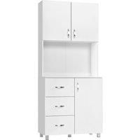 HOMCOM Free standing Kitchen Cabinet Cupboard Pantry with 2 cabinet, 3 drawers and 1 Open Space, Adjustable Height Storage Unit, White