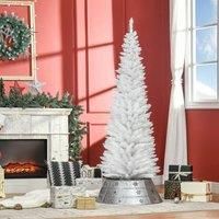 HOMCOM 6FT Snow-Look Slim Artificial Christmas Tree 390 Branch Tips w/Stand Top Branch Pine Slim Tall Home Seasonal Decoration White