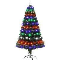 Bon Noel 5ft Green PreLit Artificial Christmas Tree with 170 MultiColoured LED Lights & Star Topper