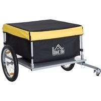 HOMCOM Two-Wheel Bicycle Large Cargo Wagon Trailer Oxford Fabric, Folding Storage, & Removable Cover, Yellow