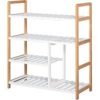 HOMCOM 4 Tier Shoe Racks Storage Stand Shelf Organizer Wood Frame 78 x 68 x 26 cm Hallway Furniture