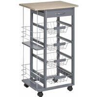 Multi-Use Kitchen Island Trolley Baskets Side Racks Drawer WorktopGrey
