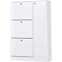 HOMCOM 4 Compartment Shoe Storage Cabinet w/Shelves Footwear Home Office Stylish Unit Anti-Tipping Child Pet Safety Bedroom Hallway