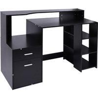 HOMCOM Computer Desk PC Table Modern Home Office Writing Workstation Furniture Printer Shelf Rack w/Storage Drawer & Shelves (BLACK)