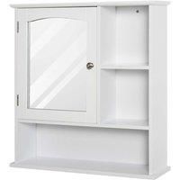 kleankin Bathroom Cabinet, Wall Mount Storage Organizer with Mirror, Adjustable Shelf for Bathroom, Kitchen, Bedroom, White