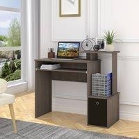 HOMCOM Computer Desk with Sliding Keyboard Tray Storage Drawer Shelf Home Office Workstation Grey