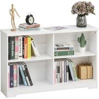 Simple Modern 4 Compartment Low Bookcase Two Tier With Shelves Cube Display Office White