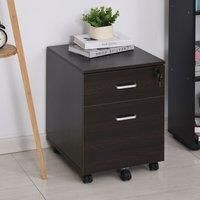 Vinsetto 2-Drawer Locking Office Filing Cabinet w/ 5 Wheels Rolling Storage Hanging Legal Letter Files Cupboard Home Organisation Black