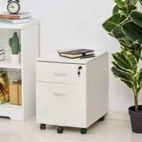 Vinsetto 2-Drawer Locking Office Filing Cabinet w/ 5 Wheels Rolling Storage Hanging Legal Letter Files Cupboard Home Organisation White
