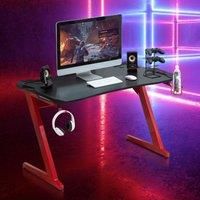 HOMCOM Gaming Desk Computer Writing Table with Large Workstation for Home Office, 122 x 66 x 86cm, Black and Red