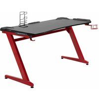 HOMCOM Gaming Desk Computer Writing Table with Large Workstation for Home Office, 142 x 66 x 86cm, Black and Red