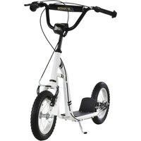 HOMCOM Teen Kids Stunt Scooter Children Kick Scooter Adjustable Handlebar 2 Brakes Ride On 12 Inch Rubber Tyres White For Age 5+