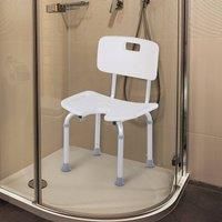 Adjustable Aluminum Bath Stool with Non Slip Feet - White and silver