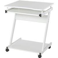 Homcom - Compact & Minimal Computer Desk w/ Wheels Keyboard Tray Office White