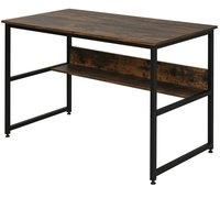 HOMCOM Computer Desk w/Storage Shelf Adjustable Feet Metal Frame Home Office Laptop Study Writing Workstation Table Rustic Brown
