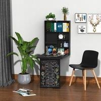 Sullivan Folding Wall Mounted Drop-Leaf Table with Chalkboard, black
