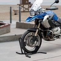 Homcom Motorcycle Wheel Chock Metal Motorbike Holder Pre-drilled Holes