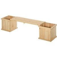 Outsunny Wooden Garden Planter & Bench Combination Garden Raised Bed Patio Park Natural Wood Colour 176 x 38 x 40 cm