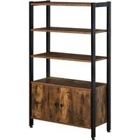 HOMCOM Industrial Bookshelf, Storage Cabinet with 3-Tier with Doors, for Home Office, Living Room Rustic Brown
