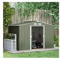 Outsunny 9 X 6Ft Outdoor Storage Garden Shed Sliding Door Galvanised Metal