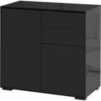 HOMCOM High Gloss Sideboard, Side Cabinet, Push-Open Design with 2 Drawer for Living Room, Bedroom, Black