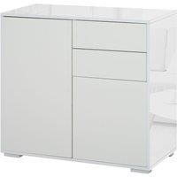 HOMCOM High Gloss Sideboard, Side Cabinet, Push-Open Design with 2 Drawer for Living Room, Bedroom, White