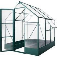 Outsunny Walk-in Greenhouse Outdoor Plant Garden, Aluminium Frame, Polycarbonate, Temperature Controlled Window, with Foundation, 6 x 6ft