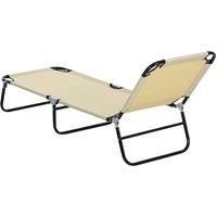 Outsunny Portable Folding Sun Lounger With 4-Position Adjustable Backrest Relaxer Recliner with Lightweight Frame Great for Pool or Sun Bathing Beige
