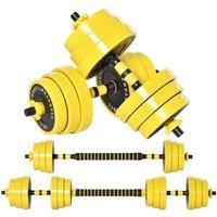 HOMCOM 25KG Dumbbell & Barbell Adjustable Set Plate Bar Clamp Rod Home Gym Sports Area Exercise Ergonomic