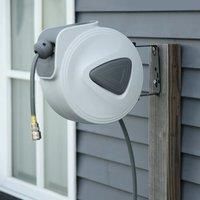 DURHAND Retractable Air Hose Reel Auto Self-Winding Wall Mounted 1/4" 15m+140cm