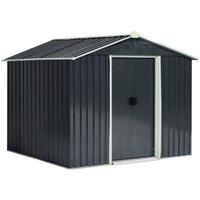 Outsunny 8 x 6ft Outdoor Garden Roofed Metal Storage Shed Tool Box with Ventilation & Sliding Doors, Grey