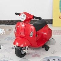HOMCOM Compatible Kids Ride On Motorcycle Vespa Licensed 6V Battery Powered Electric Trike Toys for 18-36 Months with Horn Headlight Red
