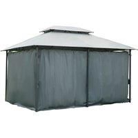 Outsunny 3 X 4M Outdoor 2-tier Steel Frame Gazebo With Curtains Outdoor Backyard - Grey