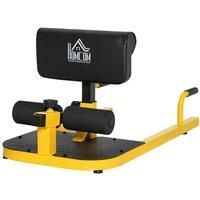 HOMCOM 3-in-1 Padded Push Up Sit Up Deep Sissy Squat Machine Home Gym Work Out Leg Fitness Equipment, Yellow