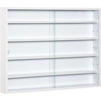 HOMCOM 5-Tier Wall Display Shelf Unit Cabinet w/ 4 Adjustable Shelves Glass Doors Home Office Ornaments 60x80cm White