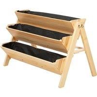 Outsunny 3 Tier Wooden Garden Raised Bed Vertical Plant Bed with Clapboard and Hooks, 120 x 68 x 80cm